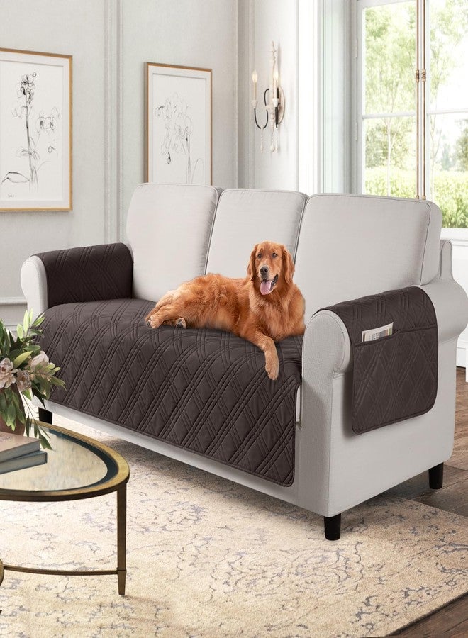 TAOCOCO Waterproof Sofa Covers for Dogs Pets with Non Slip Backing, Couch Seat Covers with Side Pocket for 3 Cushion Couch Washable Dog Couch Cover Protector Sofa Slipcovers(Sofa, Chocolate) - Image 1