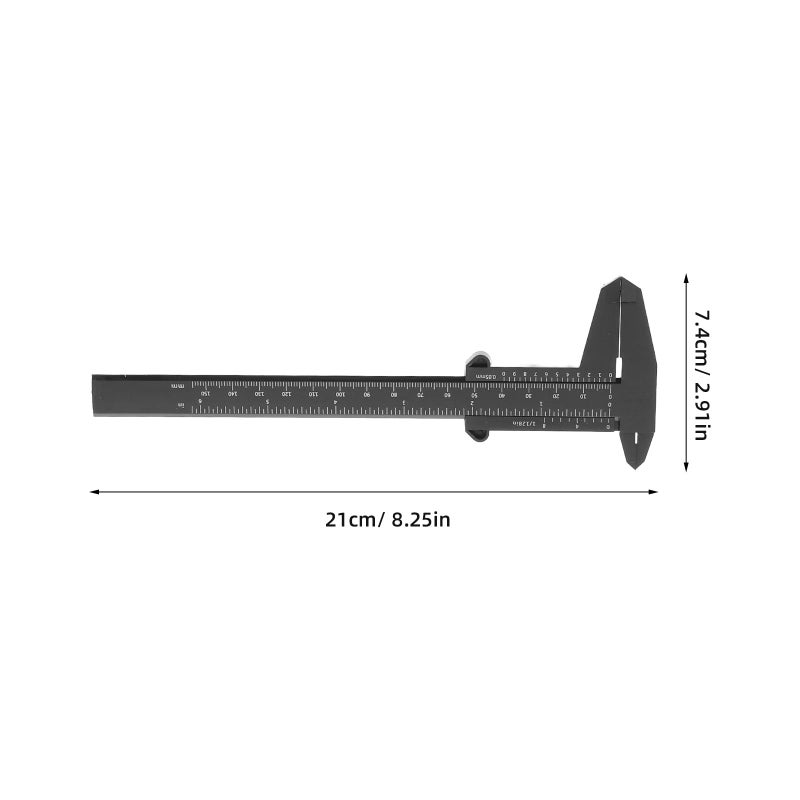 4 قطع من أداة القياس المتري المحمولة 150 مم 6 بوصة من أزرار الانزلاق البلاستيكية السوداء للقياس الدقيق للأعمال اليدوية - Image 3