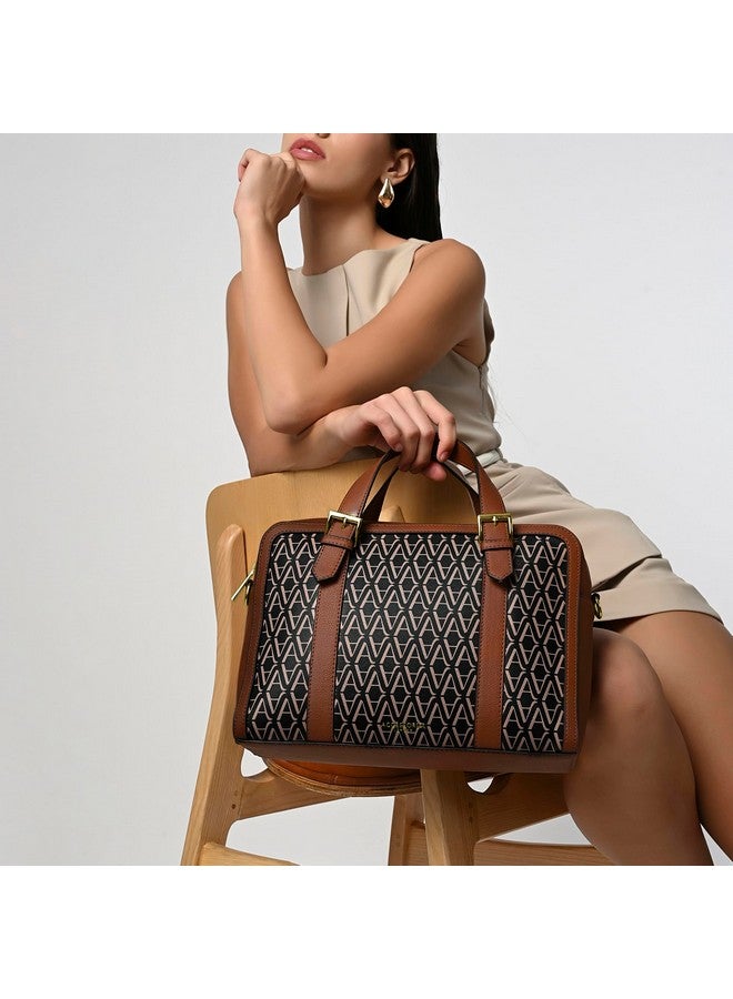 Accessorize London Women's Colorblock Dorota Monogram Satchel Bag| Satchel Bag for Work | Ladies purse | Stylish Shoulder Bag | Gift For Women - Image 2