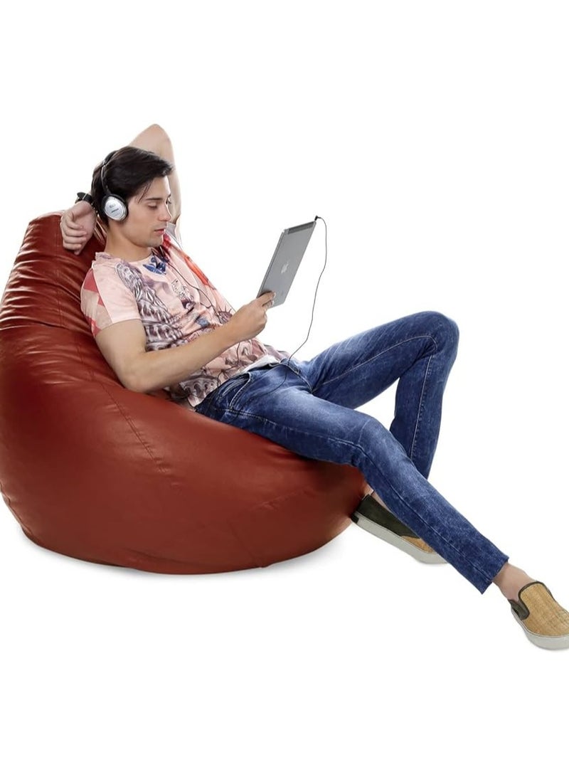 Comfy كرسي بوف مريح وناعم من PVC كبير للبالغين بلون مارون الكلاسيكي مع حبوب قابلة للنفخ - Image 1