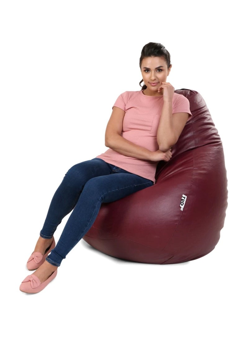 Comfy كرسي بوف مريح وناعم من PVC كبير للبالغين بلون مارون الكلاسيكي مع حبوب قابلة للنفخ - Image 2