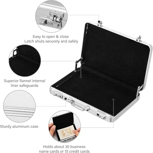 Stealodeal Silver Portable Briefcase-Style Card Holder – Perfect for Business Cards - Image 2
