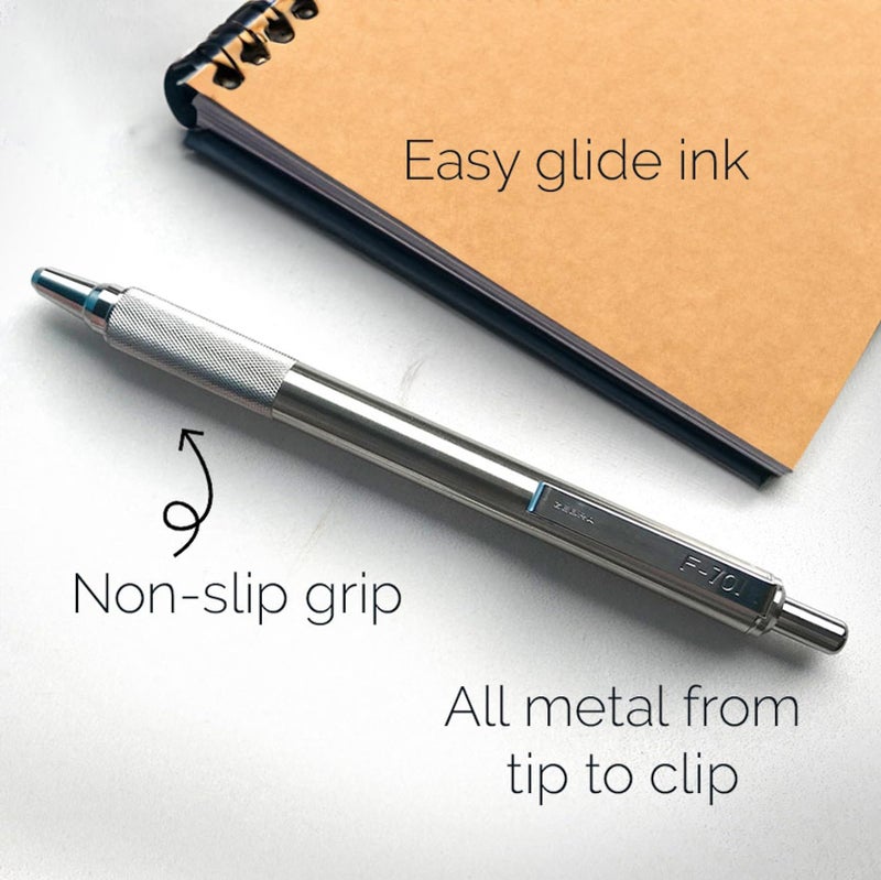 Zebra Pen F-701 Retractable Ballpoint Pen, Stainless Steel Barrel, Fine Point, 0.8mm, Black Ink, 1-Pack - Image 3