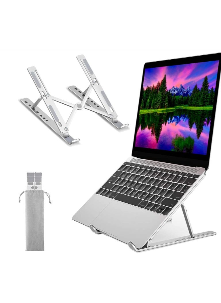 Generic Laptop Stand/ Holder- Adjustable Aluminum Alloy Foldable Laptop Stand - Portable Aluminum Alloy Laptop Stand -  Portable Laptop Stand Foldable Aluminum Alloy Laptop Riser -  Aluminum Laptop Stand - Adjustable Height - Anti Slip & Sturdy with silicone pads - Compatible With 10 To 15.6 Inches Laptops  - Image 1