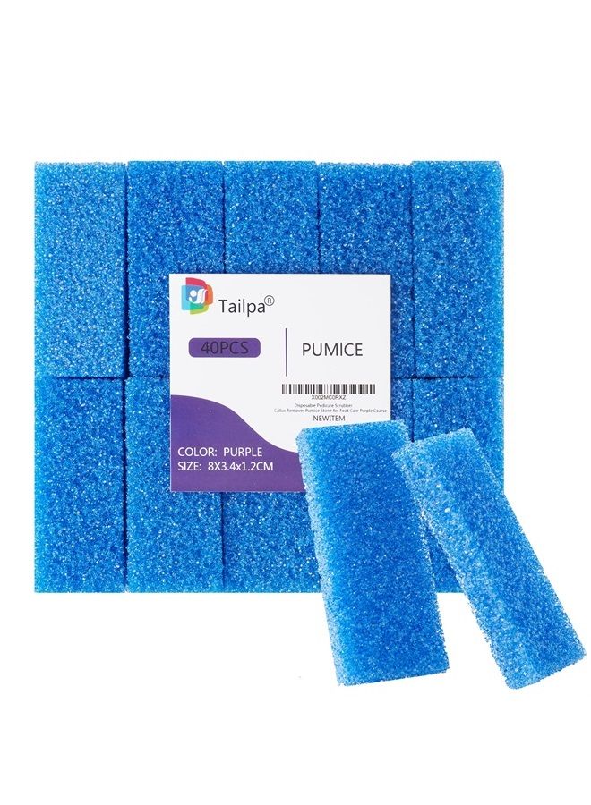 Tailpa 40 Pcs Pumice Stone for Feet Foot Scrubber Sponge for Feet Care and Callus Remover Mini Disposable Pumice Pads for Dead Skin Remover (Purple) - Image 1