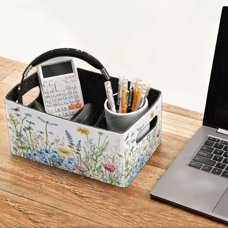 Kcldeci Colorful Herbs and Flowers Storage Bins Baskets for Organizing 2Pack, Sturdy Storage Basket Foldable Storage Baskets for Shelves Closet Nursery Toy - Image 5