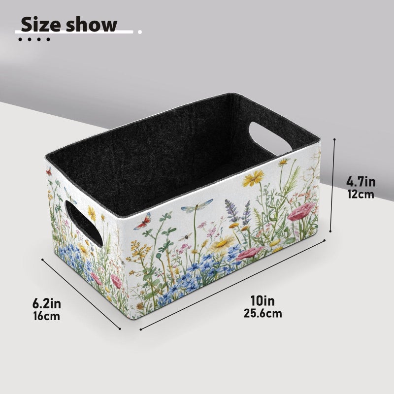 Kcldeci Colorful Herbs and Flowers Storage Bins Baskets for Organizing 2Pack, Sturdy Storage Basket Foldable Storage Baskets for Shelves Closet Nursery Toy - Image 3