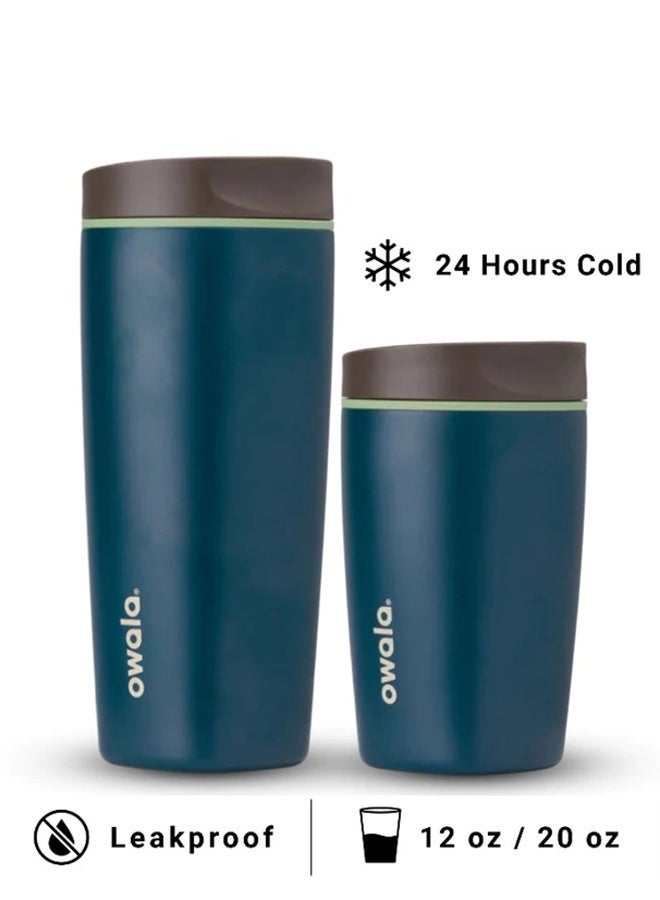 كوب قهوة SmoothSip Slider المعزول من الفولاذ المقاوم للصدأ، سعة ٢٠ أونصة/١٢ أونصة، كوب قهوة مثلجة قابل لإعادة الاستخدام، كوب قهوة ساخنة للسفر، خالٍ من مادة BPA - Image 1