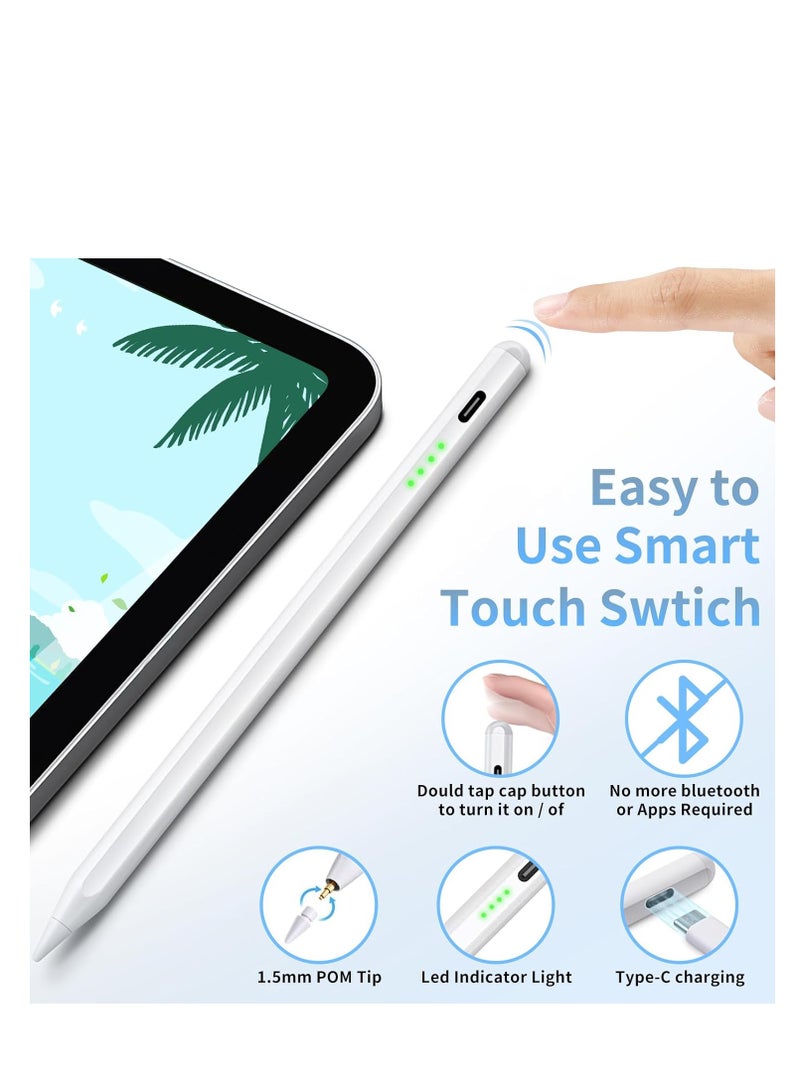 Stylus Pen for iPad 9th & 10th Generation with Palm Rejection Technology by Infusun Active Compatible Apple iPad 10/9/8/7/6 Air 5/4/3 Pro 11 & 12.9 inch Mini 6/5 White  - Image 3