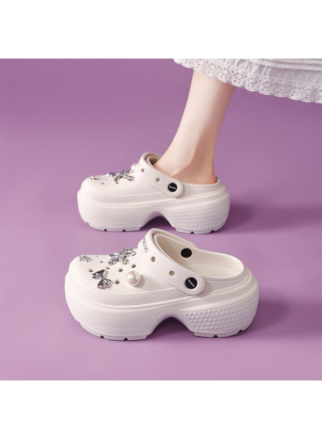 YEARCON Thick-soled Platform Crocs For Women, Summer Lightweight Beach Sandals, Soft-soled Closed-toe Sandals For Girls - Image 2