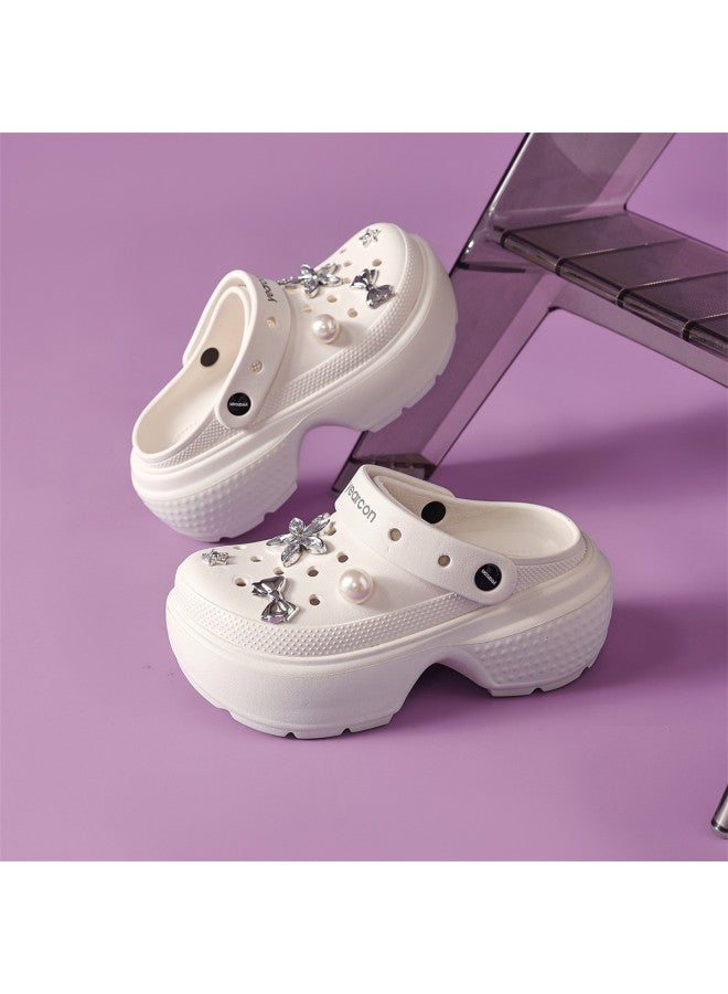 YEARCON Thick-soled Platform Crocs For Women, Summer Lightweight Beach Sandals, Soft-soled Closed-toe Sandals For Girls - Image 3