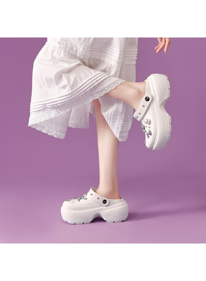 YEARCON Thick-soled Platform Crocs For Women, Summer Lightweight Beach Sandals, Soft-soled Closed-toe Sandals For Girls - Image 4