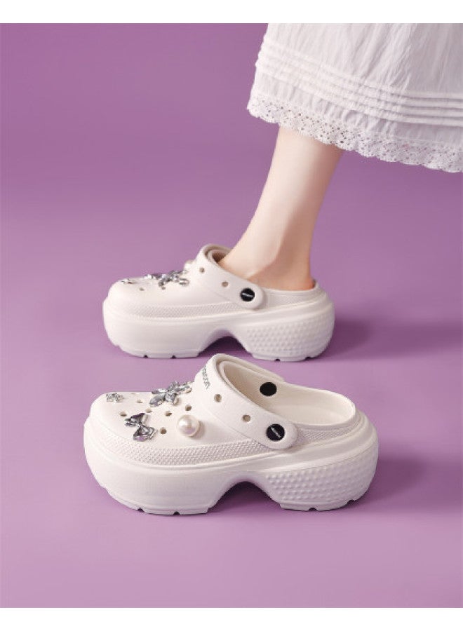 YEARCON Thick-soled Platform Crocs For Women, Summer Lightweight Beach Sandals, Soft-soled Closed-toe Sandals For Girls - Image 1