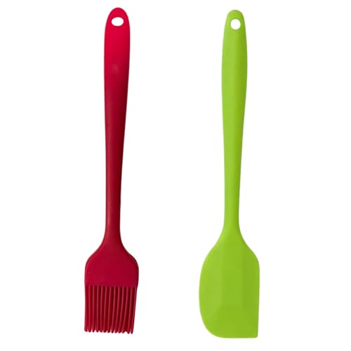 Sakoraware Silicone Spatula with Oil Brush Set of 2 Large 28cm | Non-Stick | Heat Resistant for Kitchen Cooking | | Cookware | Baking | Mixing | Dishwasher Safe | BPA-Free - Image 1