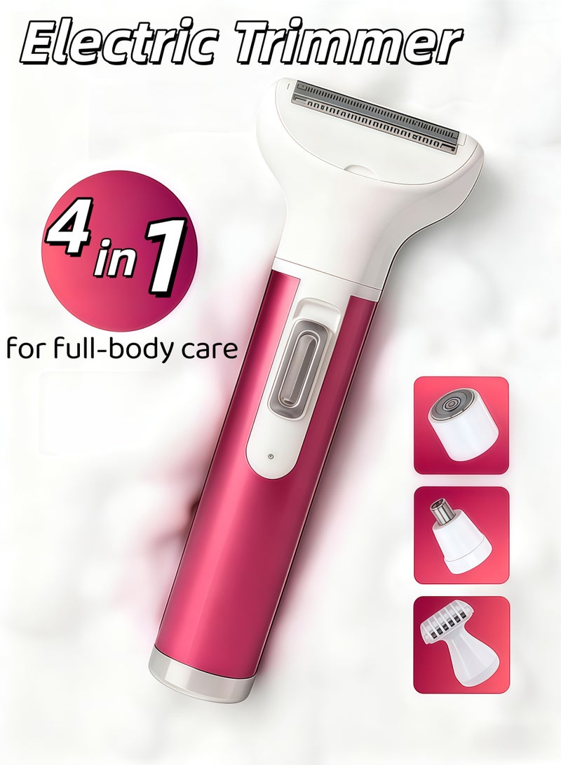 XiuWoo 4 in 1 Electric Razor for Women Bikini Trimmer, Women's Shaver Cordless Wet and Dry, Shaver for face, Legs, Nose and underarms, Replaceable Trimmer Head, USB Rechargeable(Purple) - Image 1