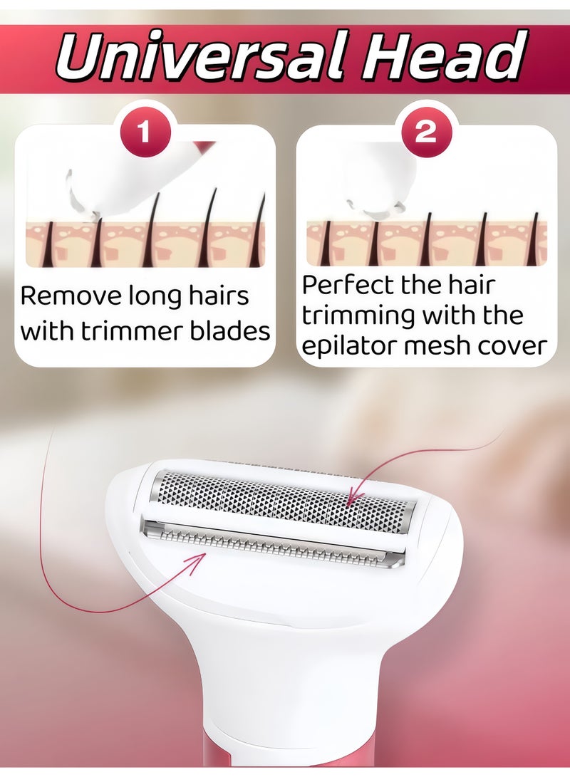 XiuWoo 4 in 1 Electric Razor for Women Bikini Trimmer, Women's Shaver Cordless Wet and Dry, Shaver for face, Legs, Nose and underarms, Replaceable Trimmer Head, USB Rechargeable(Purple) - Image 3