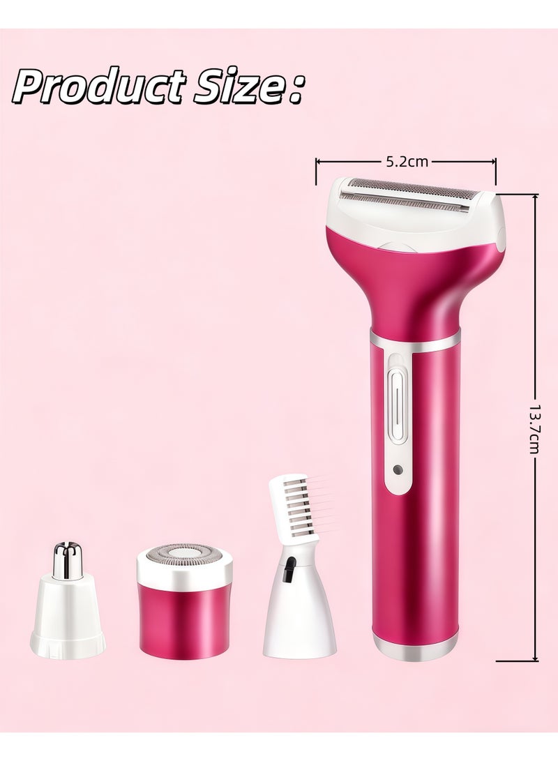XiuWoo 4 in 1 Electric Razor for Women Bikini Trimmer, Women's Shaver Cordless Wet and Dry, Shaver for face, Legs, Nose and underarms, Replaceable Trimmer Head, USB Rechargeable(Purple) - Image 2