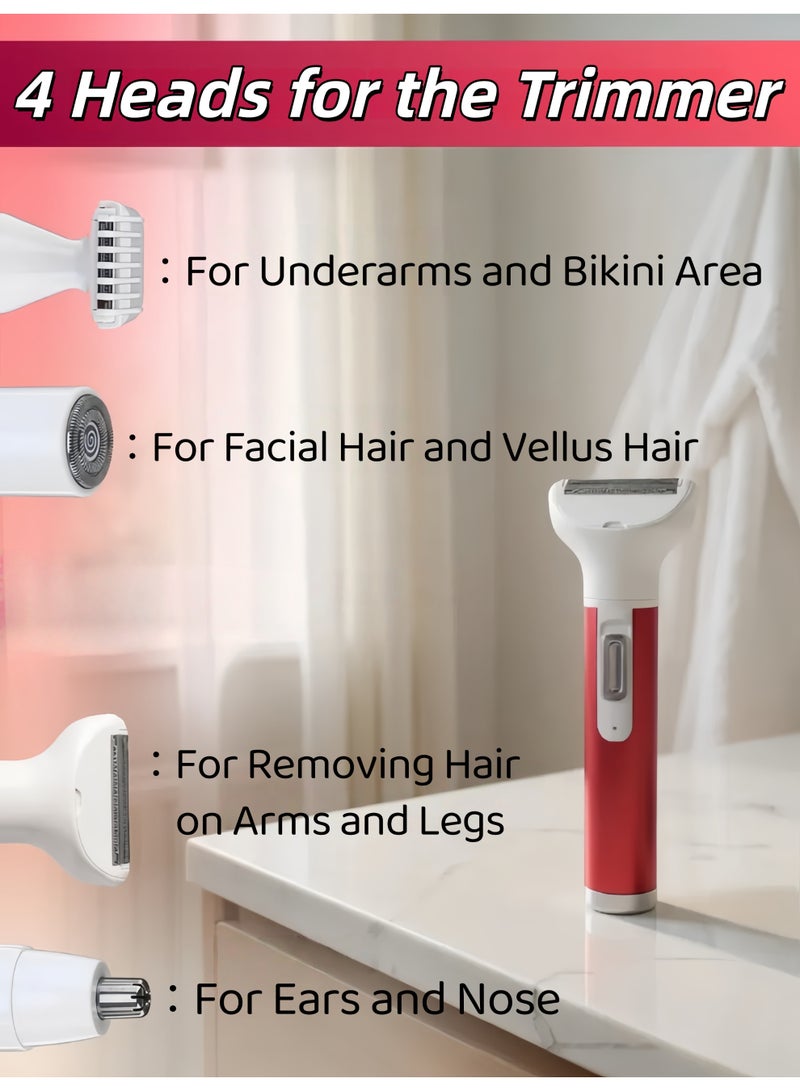 XiuWoo 4 in 1 Electric Razor for Women Bikini Trimmer, Women's Shaver Cordless Wet and Dry, Shaver for face, Legs, Nose and underarms, Replaceable Trimmer Head, USB Rechargeable(Purple) - Image 5