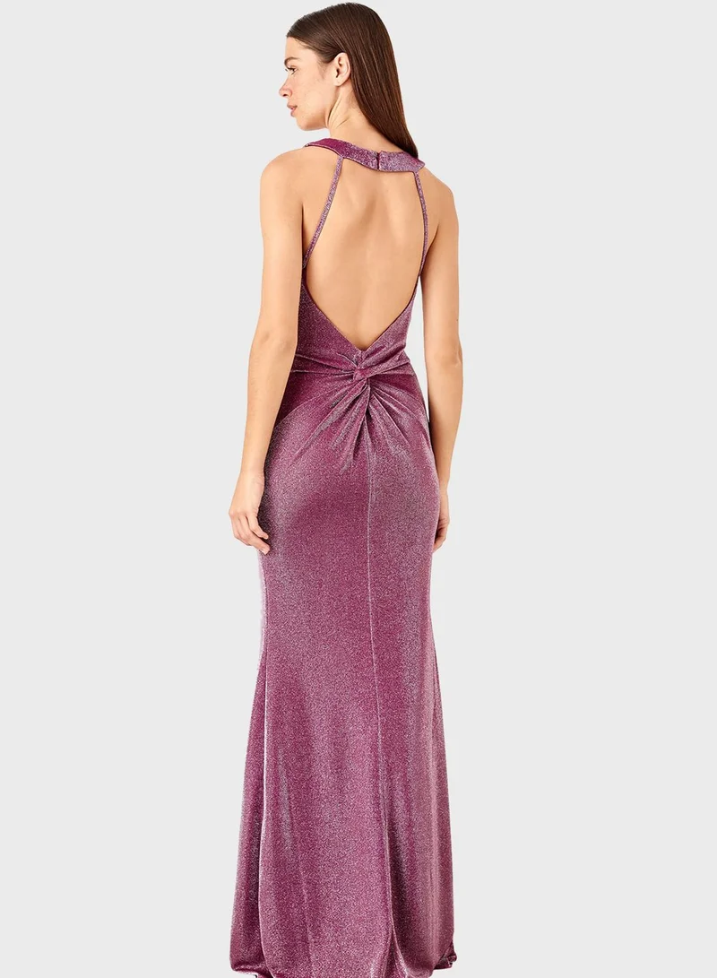 trendyol V-Neck Shimmer Skater Dress