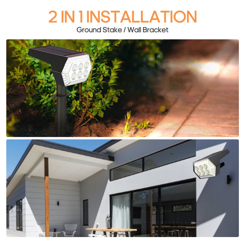 1Pc Solar Lamp USB Charge 108LEDs Light Sensor Remote Control IP65 Waterproof Garden Ground Lawn Lamp Wall Lamp - Image 3