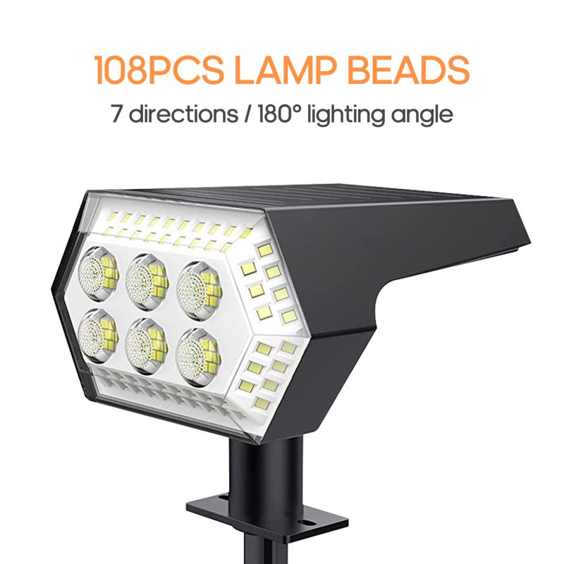 1Pc Solar Lamp USB Charge 108LEDs Light Sensor Remote Control IP65 Waterproof Garden Ground Lawn Lamp Wall Lamp - Image 2