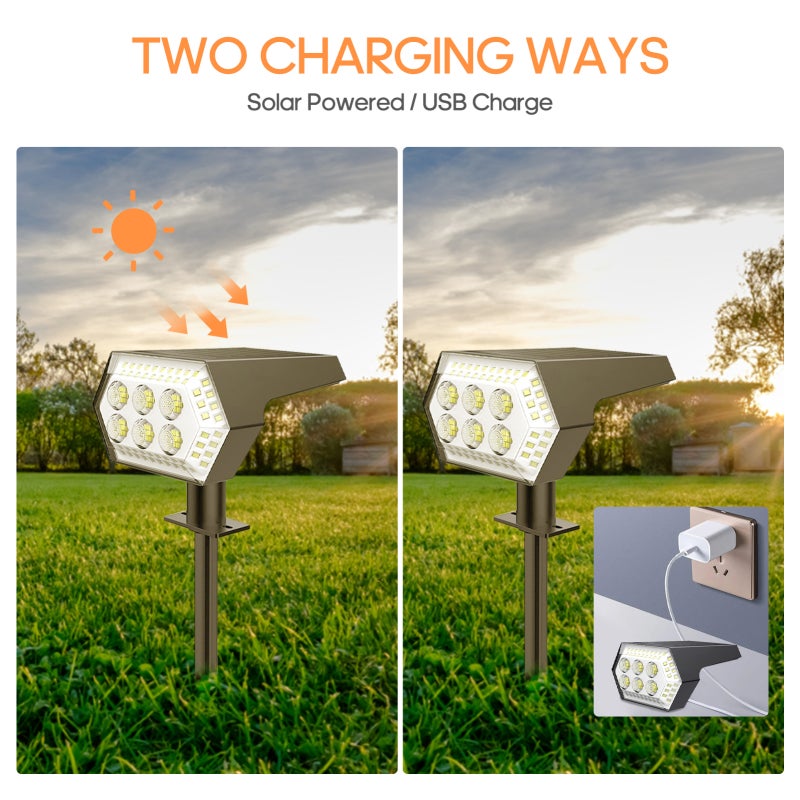 1Pc Solar Lamp USB Charge 108LEDs Light Sensor Remote Control IP65 Waterproof Garden Ground Lawn Lamp Wall Lamp - Image 4