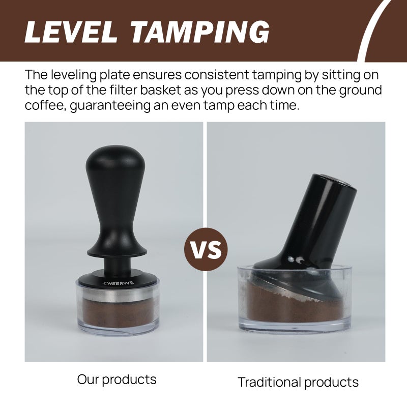 Cheerwe 53mm Espresso Tamper, Daul Spring Loaded Calibrated Tamper, Coffee Tamper for 54mm Espresso Machine, 100% Flat Stainless Steel Base Tamper, Barista Tool for Espresso Machine - Image 4