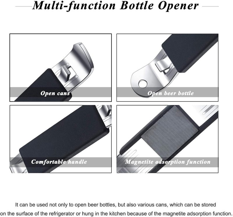HANCELANT 3 Pieces Magnetic Bottle Openers Can Opener Classic Beer Opener Stainless Steel Small Bottle Opener Can Tapper with Magnet for Camping and Traveling (Black Blue Fuchsia) - Image 2