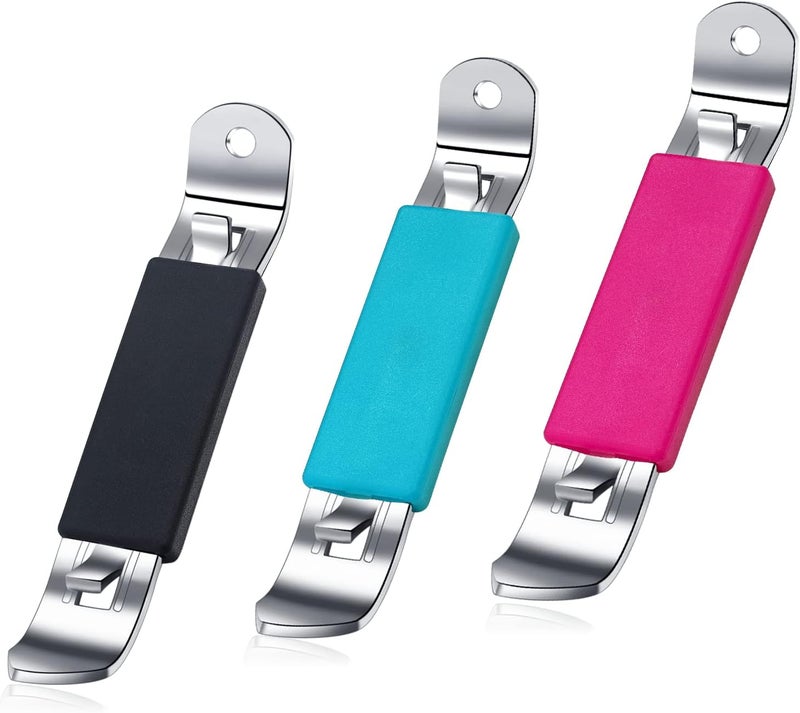 HANCELANT 3 Pieces Magnetic Bottle Openers Can Opener Classic Beer Opener Stainless Steel Small Bottle Opener Can Tapper with Magnet for Camping and Traveling (Black Blue Fuchsia) - Image 1