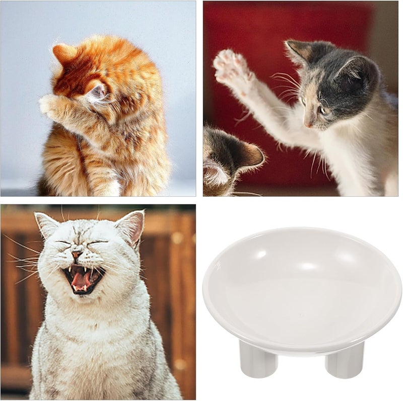 Elevated Cat Bowl Raised Pet Feeding Bowl White with Wide Opening 3-Legged Design Neck Protection Suitable for Cats and Small Dogs - Image 3