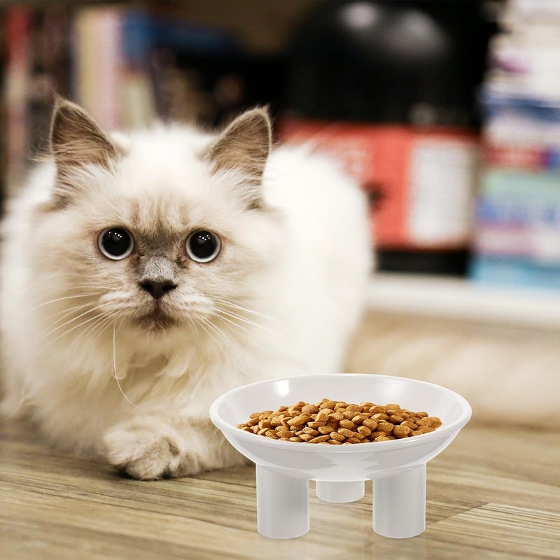 Elevated Cat Bowl Raised Pet Feeding Bowl White with Wide Opening 3-Legged Design Neck Protection Suitable for Cats and Small Dogs - Image 5