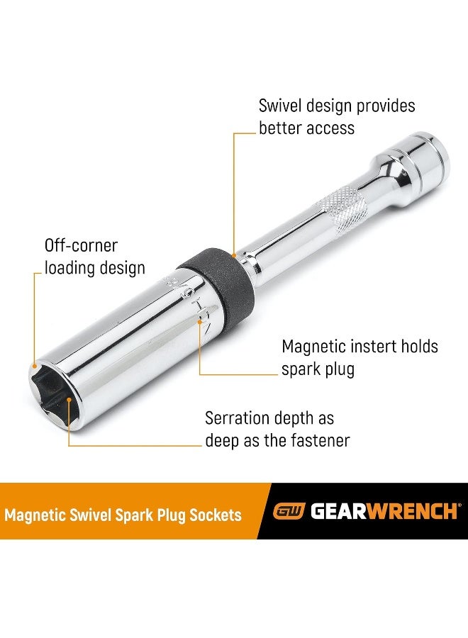 GearWrench GEARWRENCH 3/8" Drive 6 Pt. Magnetic Swivel Spark Plug Socket 9/16" x 6" - 3938D  - Image 2