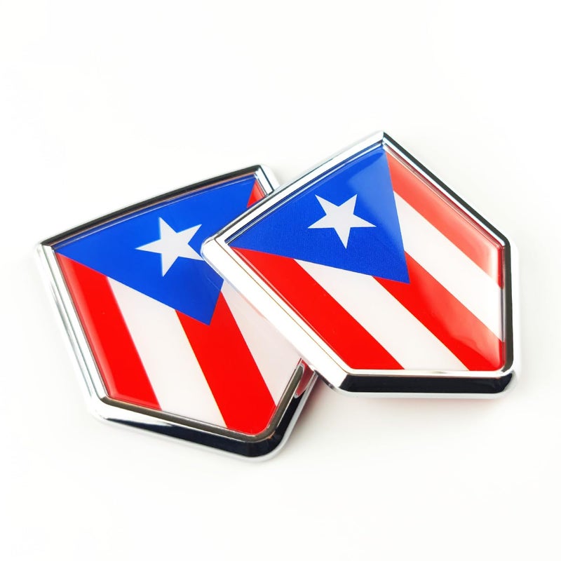 Newperlite Puerto Rico Flag Decal Sticker Car Emblem Puerto Rican Flag Car Decoration Accessories Chrome Shield for Truck Vehicles Cars 2 Pack - Image 3