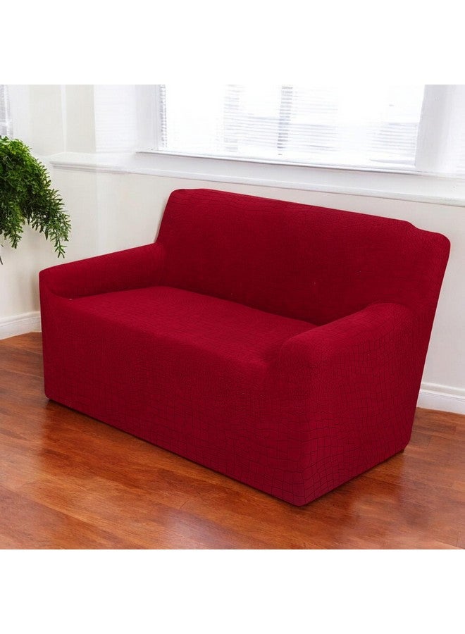 House of Quirk Universal Jacquard Crocodile Fabric Sofa Cover Soft Touching Cover for Couch Flexible Stretch Sofa Slipcover (Two Seater, Wine) - Image 1