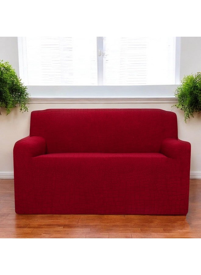 House of Quirk Universal Jacquard Crocodile Fabric Sofa Cover Soft Touching Cover for Couch Flexible Stretch Sofa Slipcover (Two Seater, Wine) - Image 2