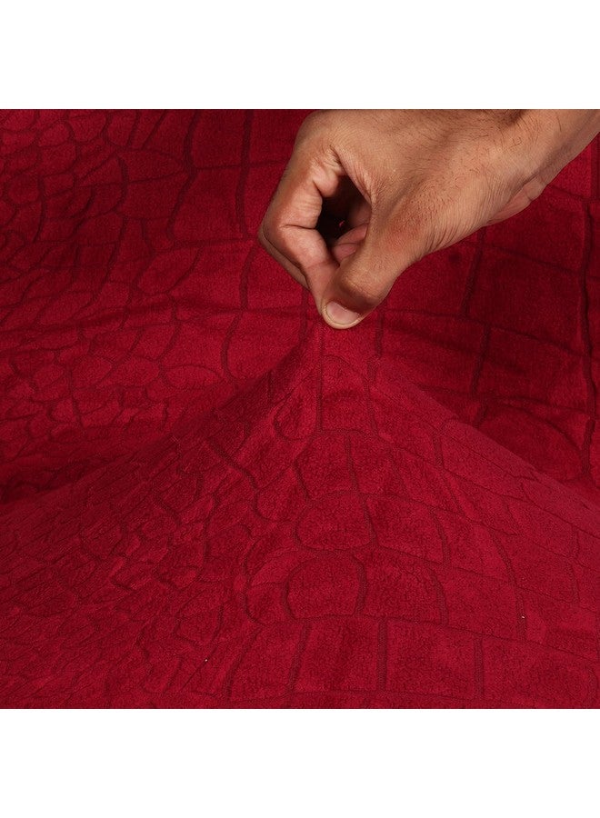 House of Quirk Universal Jacquard Crocodile Fabric Sofa Cover Soft Touching Cover for Couch Flexible Stretch Sofa Slipcover (Two Seater, Wine) - Image 4