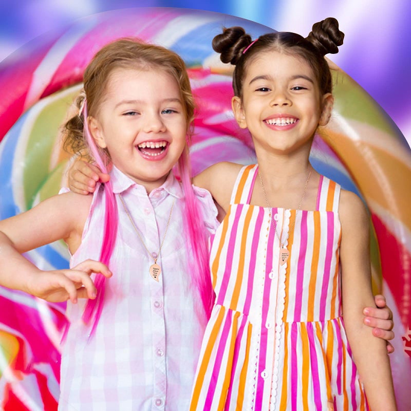 MJartoria قلادة MJartoria BFF لشخصين - قلادة قلب متطابقة لأفضل الأصدقاء مجموعة هدايا عيد الميلاد (ذهب وردي، معًا إلى الأبد) - Image 2