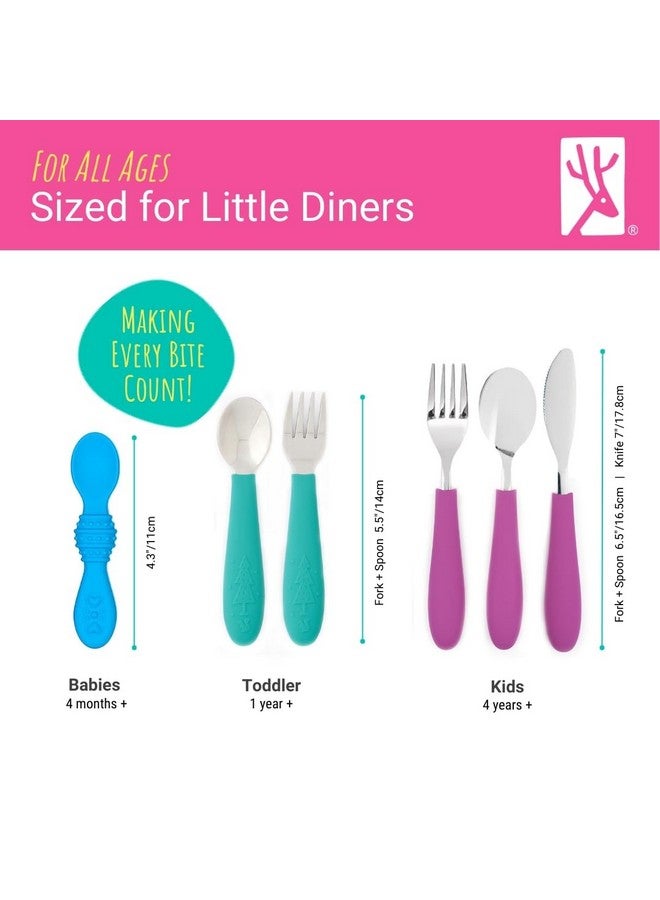 Elk and Friends Elk and Friends Kids Silverware with Silicone Handle | Childrens Safe Flatware | Toddler Utensils | Baby Spoons + Forks | Stainless Steel Cutlery  - Image 4