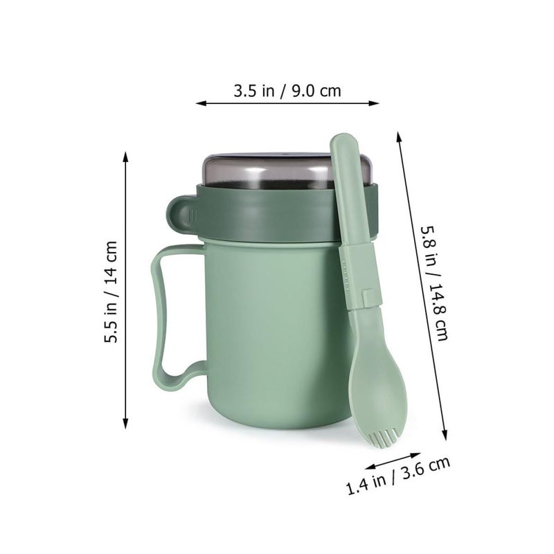 2 Pcs Portable Soup Cup with Lid and Spoon Microwave Safe Travel Food Jar Blue and Green Set - Image 3