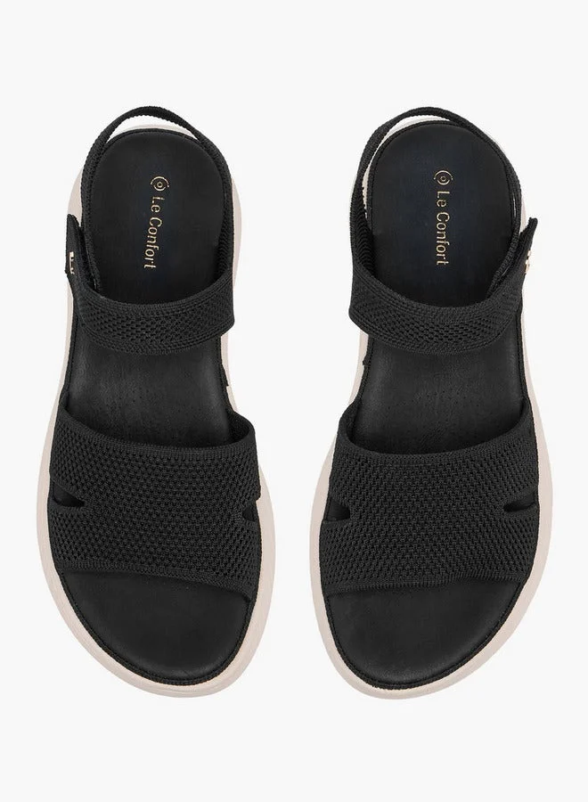 Le Confort Women Textured Open Toe Sandals with Hook and Loop Closure