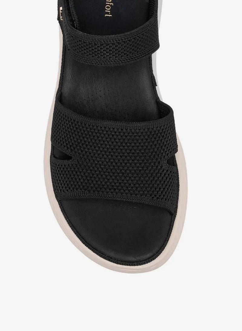 Le Confort Women Textured Open Toe Sandals with Hook and Loop Closure