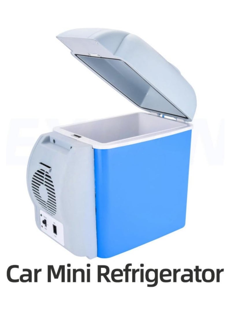 ELTRAZONE 12V Car Refrigerator, Compact Dual-Function Mini Car Fridge Freezer for Camping, Travel, Road Trips, Quiet Lightweight Portable Cooler Box, Car Fridge with Adjustable Strap - Image 1