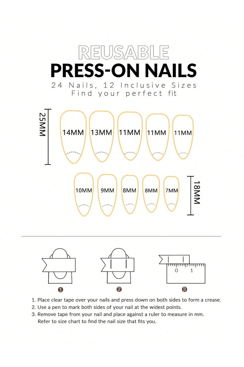 اظافر تركيب مزيفه بشكل لوزي تحتوي العلبه على 24 ظفر مع مبرد اظافر و صمغ - Image 4