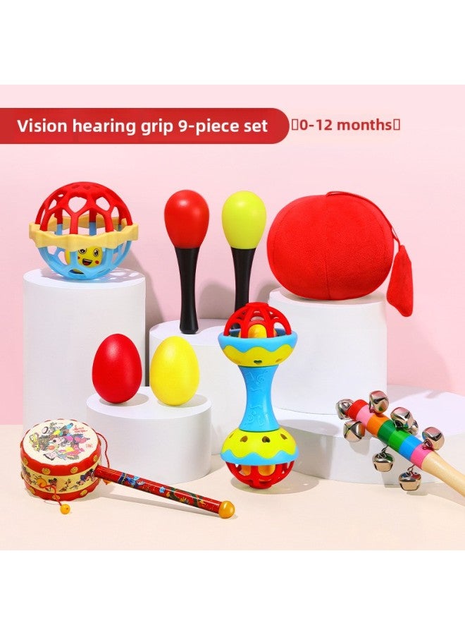 Baby Chasing Red Ball Vision Training Baby Hand Catch Ball Small Cloth Ball Toy Newborn Early Education 3 Months 2 Vision-Color:[Luxury] Full Training 9-piece Set (0-12 Months) - Image 1