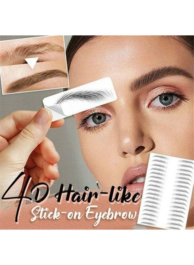 4D Hair-like Authentic Eyebrows, Brown Imitation Ecological Lazy Natural Tattoo Eyebrow Stickers Waterproof for Woman Makeup Tool 10 Pcs
