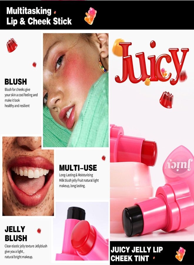 XTJXTJ Cooling Water Jelly Tint Stick，Multi-Use Juicy Love Blush, 3-In-1cheek Blush & Eyeshadow & Lip Tinted Long-Lasting Moisture Stick，Bouncy Jelly Texture，Creates A Moist Watercolor Effect (#02, 0.32oz) - Image 3