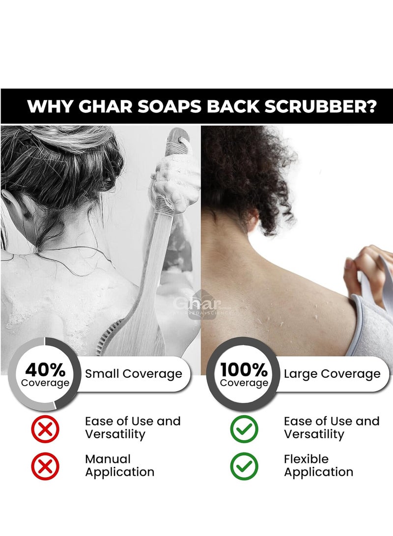 GHAR SOAP Premium Ghar Soaps Back Scrubber For Dead Skin Body | Bath Loofah deep exfoliating Gloves skin Back Scrubber | Gentle Exfoliating Body Scrubber Loofah , Long Lasting, and More Hygienic Than Traditional  | All Dead Skin Cells, Blackheads removal , Impurities, Sustainable - Image 5