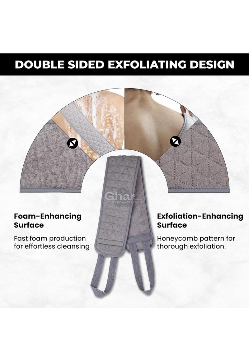 GHAR SOAP Premium Ghar Soaps Back Scrubber For Dead Skin Body | Bath Loofah deep exfoliating Gloves skin Back Scrubber | Gentle Exfoliating Body Scrubber Loofah , Long Lasting, and More Hygienic Than Traditional  | All Dead Skin Cells, Blackheads removal , Impurities, Sustainable - Image 3