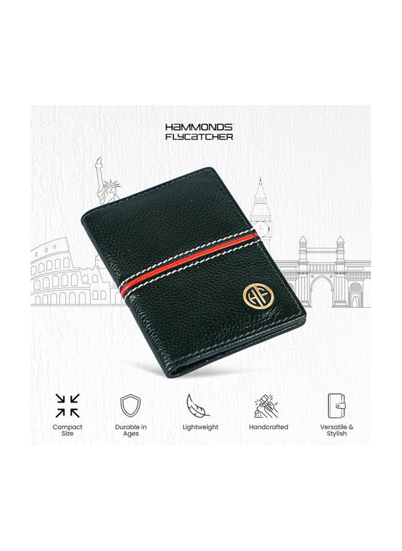 HAMMONDS FLYCATCHER - HAMMONDS FLYCATCHER Card Holder Wallet for Men and Women - Genuine Leather - RFID Protected - 6 Slots for ATM Credit/Debit Card - Green - Slim Bi-Fold Card Wallet - ATM Card Holder for Men/Women - Image 1