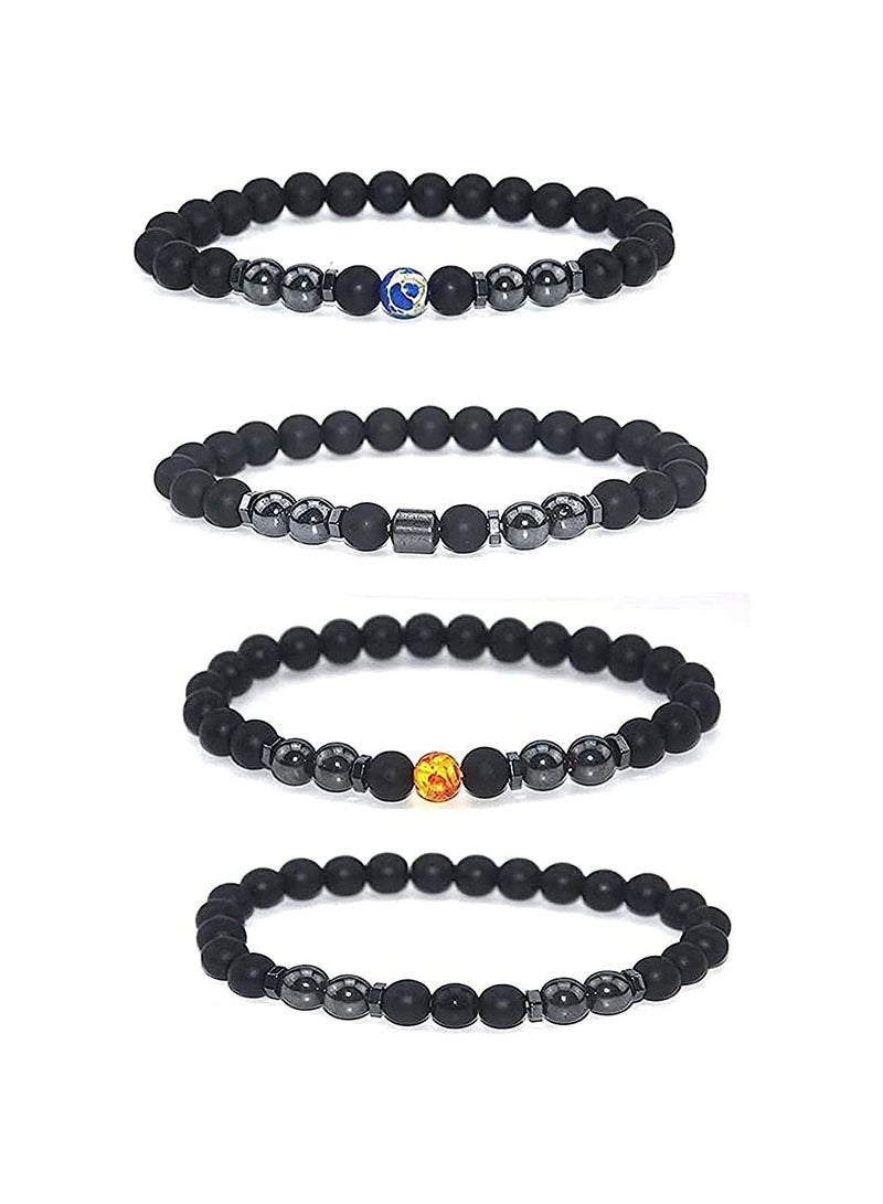 KASTWAVE Black Obsidian Anti-Swelling Anklet, Magnetic Therapy Lymph Detox Ankle Bracelet, Adjustable Chakra Energy Protection Bracelet for Men Women, 4 Pcs  - Image 1